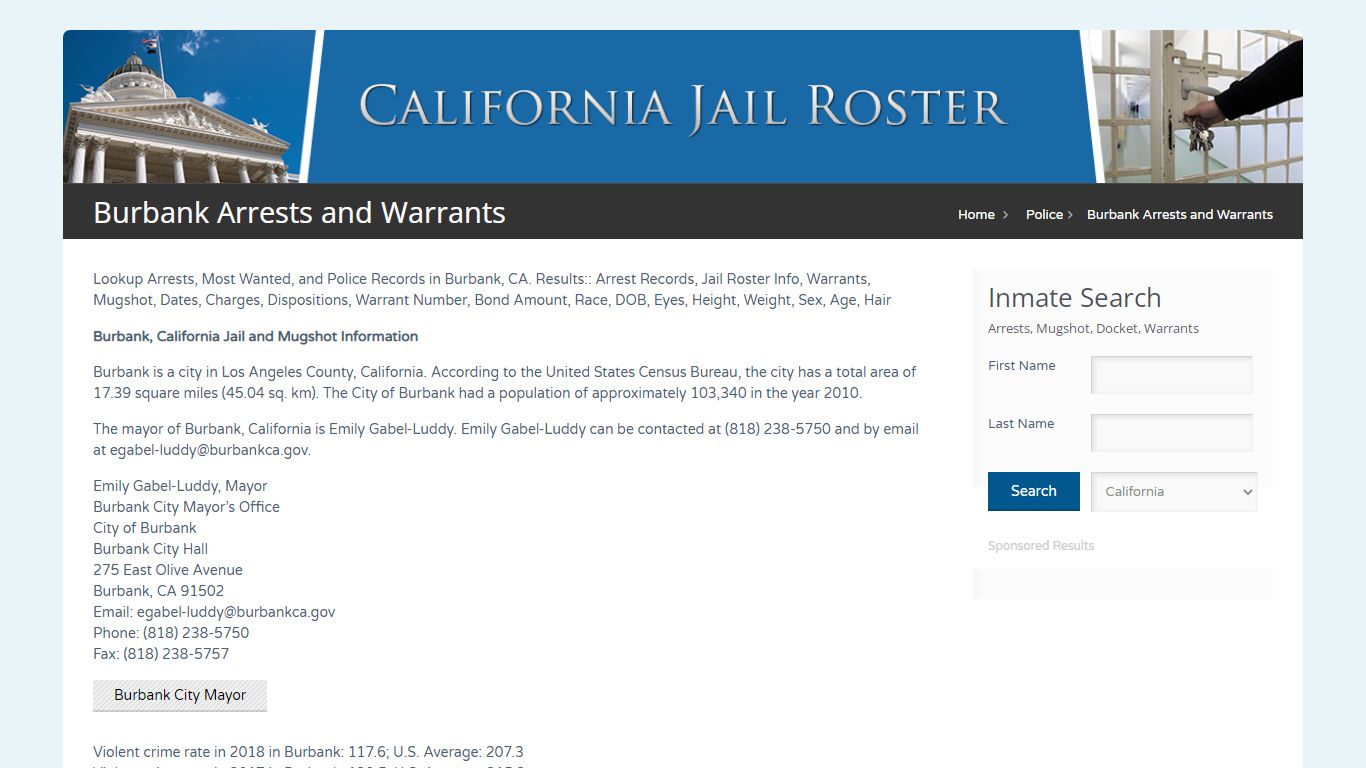 Burbank Arrests and Warrants | Jail Roster Search